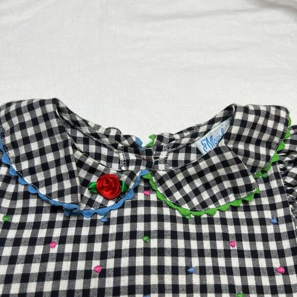 Mousefeathers Vintage Ruffled Tiered Checkered Midi Dress Juniors 8 Cottagecore - Picture 4 of 13